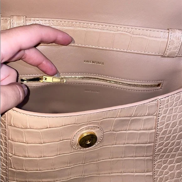 Balenciaga Hourglass  Embossed Croc Shoulder Bag - Picture 6 of 16
